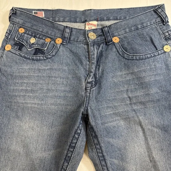 JEANS TRUE STRAIGHT RELIGION MEN 36X34 VTGSTYLE 24-870BRBTE Skull PATCH USA